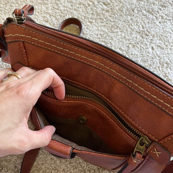 BOC Crossbody Purse Shoulder Bag Brown Vegan Leather Born Concept B.O.C. *FLAW - Picture 10 of 14